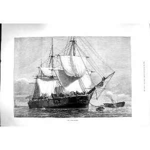  1878 Antique Fine Art War Ship H.M.S. Northampton