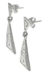 Triangle Dangle, Greek Key Sterling Silver 925 Earrings  