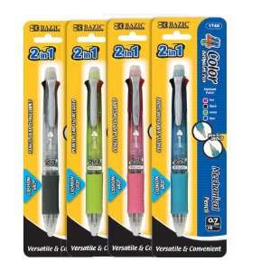  BAZIC 2 In 1 Mechanical Pencil and 4 Color Pen with Grip 