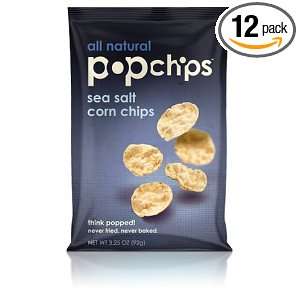 Popchips Sea Salt, Corn Chips, 3.25 Ounce Bags (Pack of 12):  