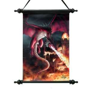 Incineration Dragon Scroll Tom Wood Collectible Wall Hanging 18 x 12