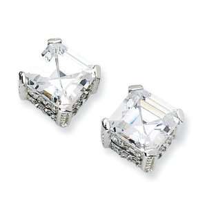 Asscher cut CZ Stud Earrings in Sterling Silver Jewelry