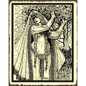  Maiden At Tree Medieval Metal Art Retro Tin Sign: Home 