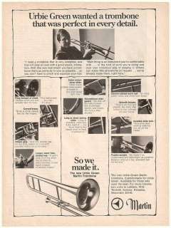 1976 Urbie Green Martin Trombone Photo Print Ad  