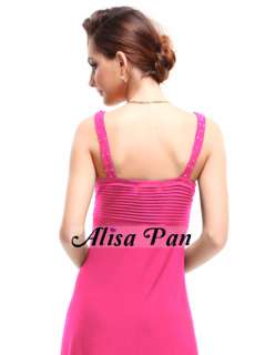 Hot Pink Crystal like Beads Evening Dress 09102 Size L  