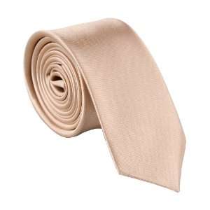  Polyester Narrow Neck Tie Skinny Solid Champagne Gold Thin 