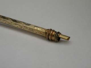 ANTIQUE GOLD FILLED CHATELAINE PEN WITH YELLOW TOPAZ  
