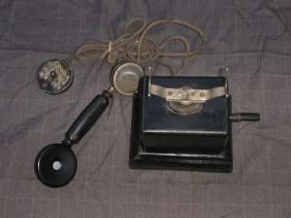 OLD ANTIQUE MAGNETO TELEPHONE,. BOX   TIN AND WOOD.  