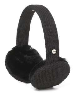 Ugg Womens BLACK Cardy Knit Ear Muffs with Canister  