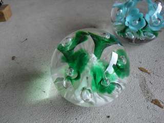 Unique Glass Green Flower Paperweight Joe Rice LOOK  