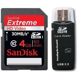  SanDisk 4GB SD HC Extreme SDHC Class 10 Memory Card with 