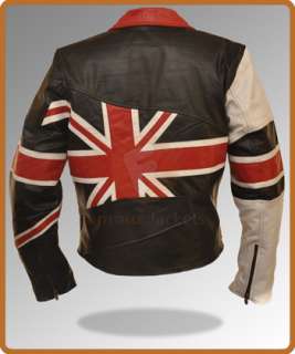   Vintage England Motorcycle Leather Jacket English/UK Flag Union Jack