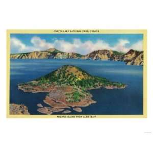 Wizard Island from Llao Cliff   Crater Lake, OR Premium Poster Print 