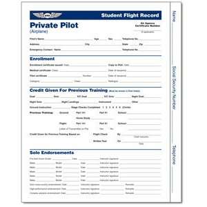  Student Flight Record Private Pilot ASA SFR P2 Everything 