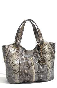 428 MICHAEL KORS MOXLEY MEDIUM PYTHON EMBOSSED LEATHER SHOULDER TOTE 