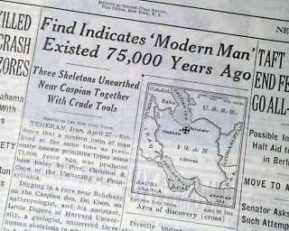 1951 KAMARBAND CAVE Behshahr Iran Map MODERN MAN Skeletons Find OLD 