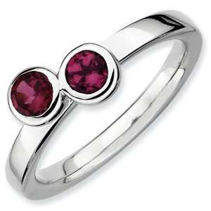 Sterling Silver Stackable Expressions Db Round Rhodolite Garnet Ring 