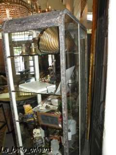 STUNNING VTG INDUSTRIAL METAL/GLASS APOTHECARY CABINET  