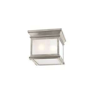 Club Square Flush Mount in Antique Nickel with Frosted Glass by Visual 