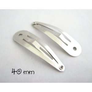  100 Snap Hair Clips   Silver Metal Tear Drop Shape with 