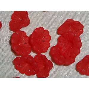  Matte Soft Red Wave Petunia Flower Beads