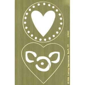  Brass 4x6 Embossing Template Two Decorative Hearts