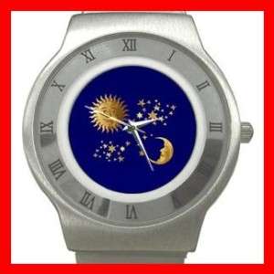 Celestial Heaven Sun Moon Star Stainless Steel Watch  