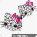 Swarovski Crystal Hello Kitty Stud Earrings Pink Bow  