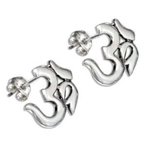    Sterling Silver Yoga Ohm or Om Symbol Earrings. Jewelry