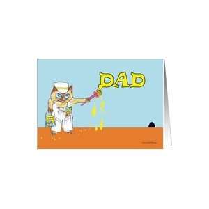 Fathers Day Card for Dad, Cat Painting Card Health 