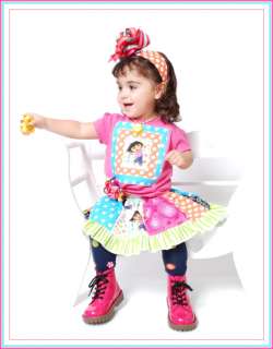 BOOAK Boutique Custom Pageant Birthday 4 GIRL NEW Resell Dora Fabric 