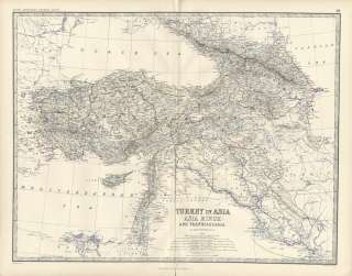 Rare Large 1873 Johnston Royal Atlas Map Turkey in Asia  