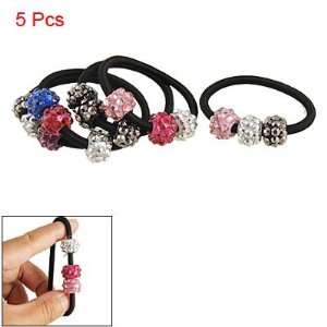   Woman Plastic Beads Detail Elastic Band Hair Tie Ponytail Holder 5 Pcs