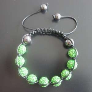 Swarovski and Clay Shamballa Bracelet GREEN , Silver Jewellery, UK 