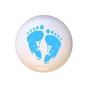  Baby Nursery Blue Footprints Drawer Pull Knob