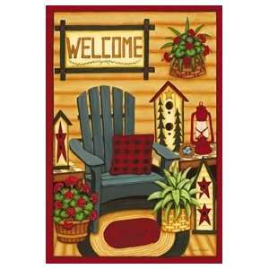  LOG Cabin Porch Large Flag Welcome w/ Birdhouses Patio 