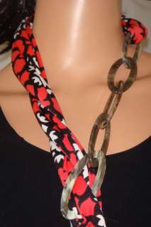 Jersey Marrakesh Print Necklace Scarf w/ Chain Isabelle  