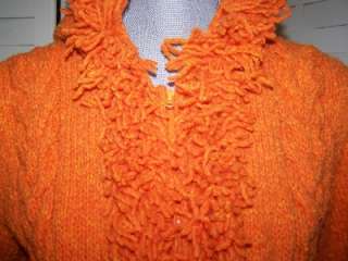 Best World Folk Art Canada Equador Wool Pumpkin Tweed Fringes Hoody 
