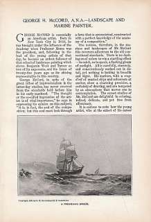 1900 Article George H McCord Landscape & Marine Painter  