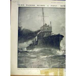  Ww1 Hms Badger Warship German Submarine Rammed 1914