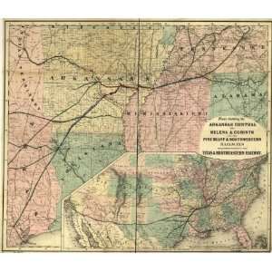 1872 Railroad map of Arkansas Central RR