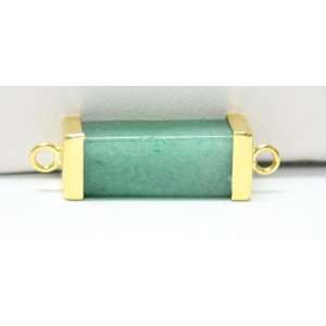  Gold Plated Jade Colored Rectangle Pendant   Jewelry Charm 