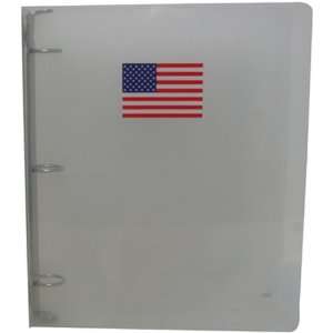  Clear with American Flag Glass Twill Grid 1 Inch Binders 