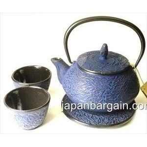    Pine Needle Cast Iron Tea Set Blue #TS8/06B: Kitchen & Dining