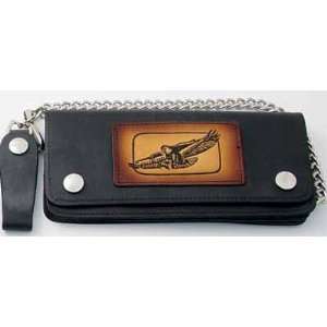  Leather Truckers Wallet w/ Chain 3.75 x 7.75 with Eagle 