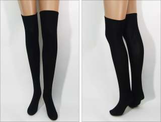 Black Solid Tube Socks Long Over Knee High Sock  