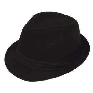  FEDORA TRILBY BLACK COTTON HAT BLACK RIBBON LARGE XL 