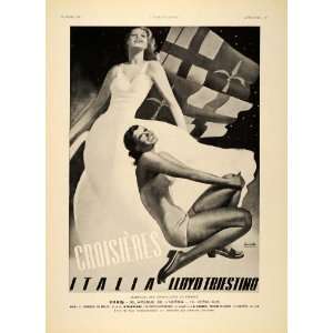 1938 French Ad Italia Lloyd Triestino Gino Boccasile   Original Print 