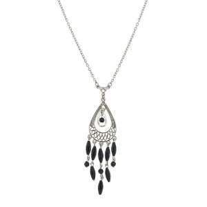  Tribal Inspired Black Chandelier Pendant Necklace: Jewelry