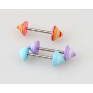   of 3 Colored cone Straight Barbells / Belly Rings   14g: Jewelry